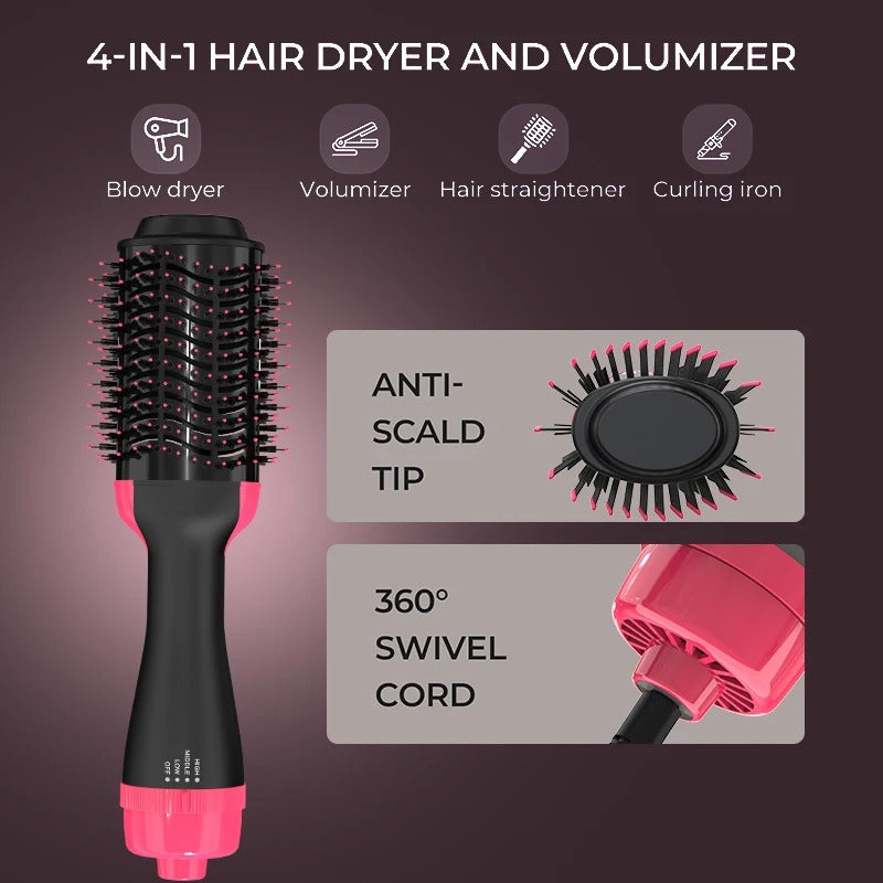 4-in-1 Hair Dryer Brush | Blow Dryer & Hot Air Styler with Ceramic Titanium Barrel, Volumizer & Negative Ion Anti-Frizz